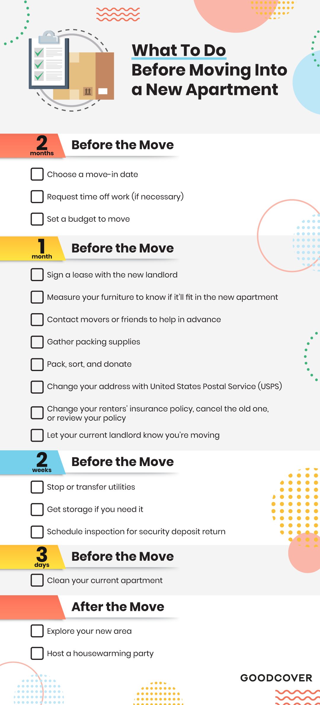 Goodcover’s Complete Moving Checklist for Your Apartment